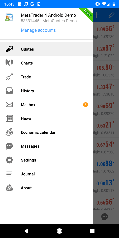 How can I login to the MT4 or MT5 platform on a mobile app?