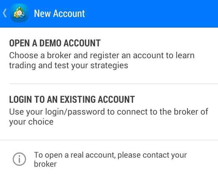 How can I login to the MT4 or MT5 platform on a mobile app?